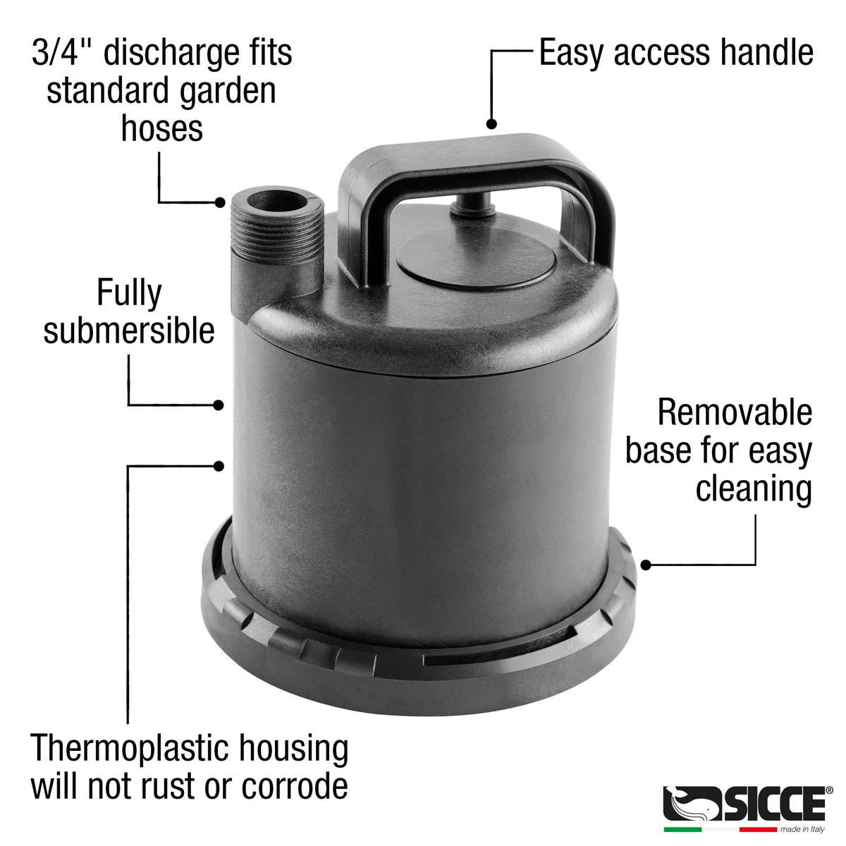 Sicce Ultra Zero connected to garden hose for simple water moves