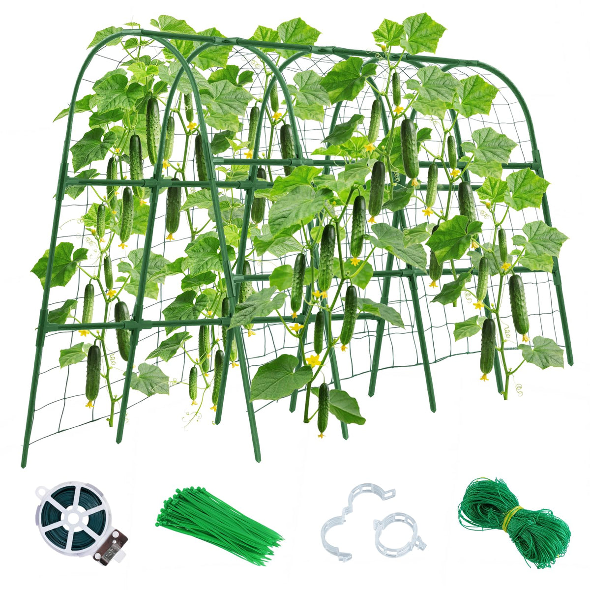 Sidefusi cucumber trellis for raised beds keeps vines elevated and prevents soil contact.