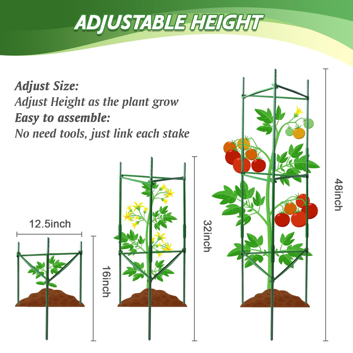 Sidefusi tomato cage green coating protects metal outdoors against weathering.