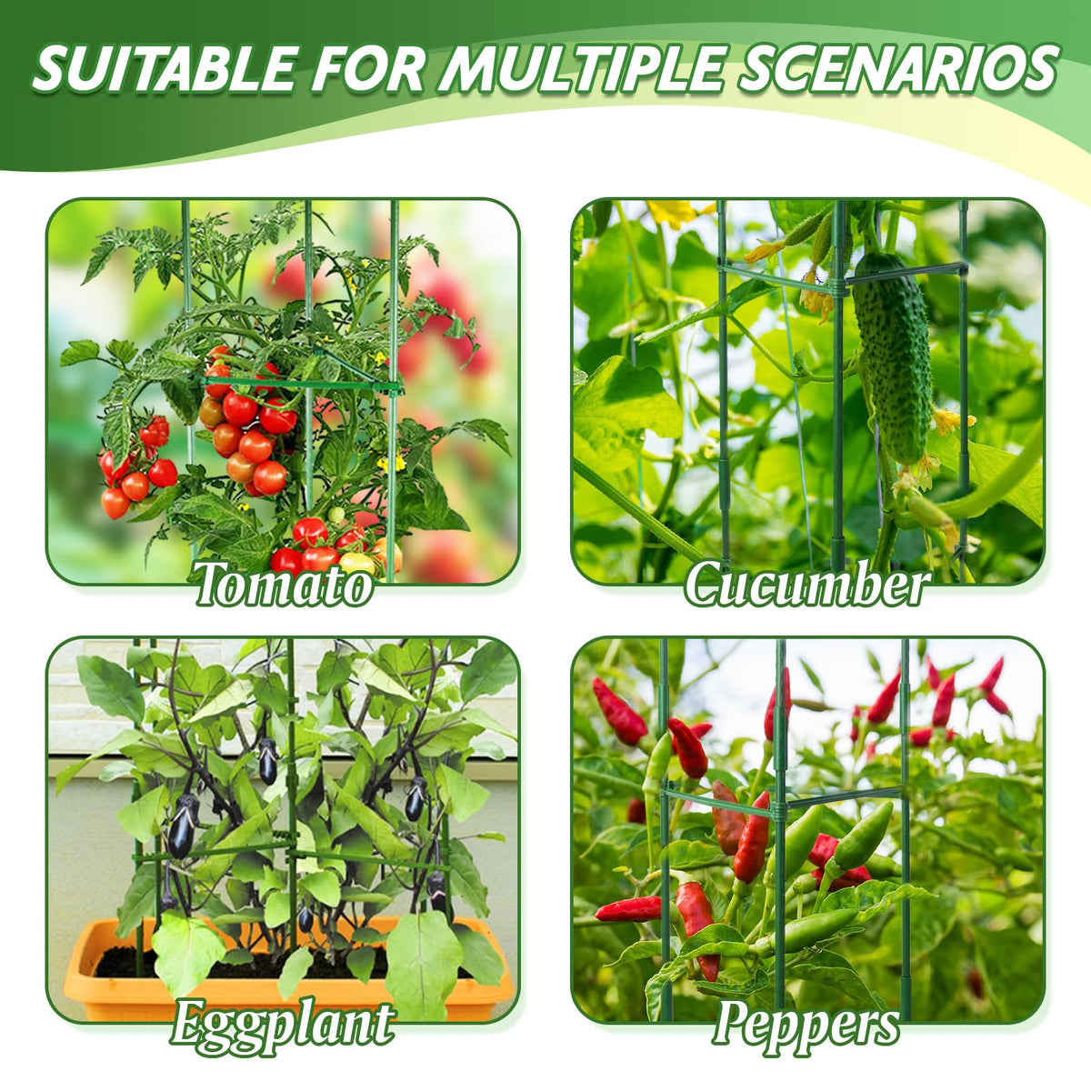Sidefusi tomato cage plant ties kit keeps vines secure as they grow.