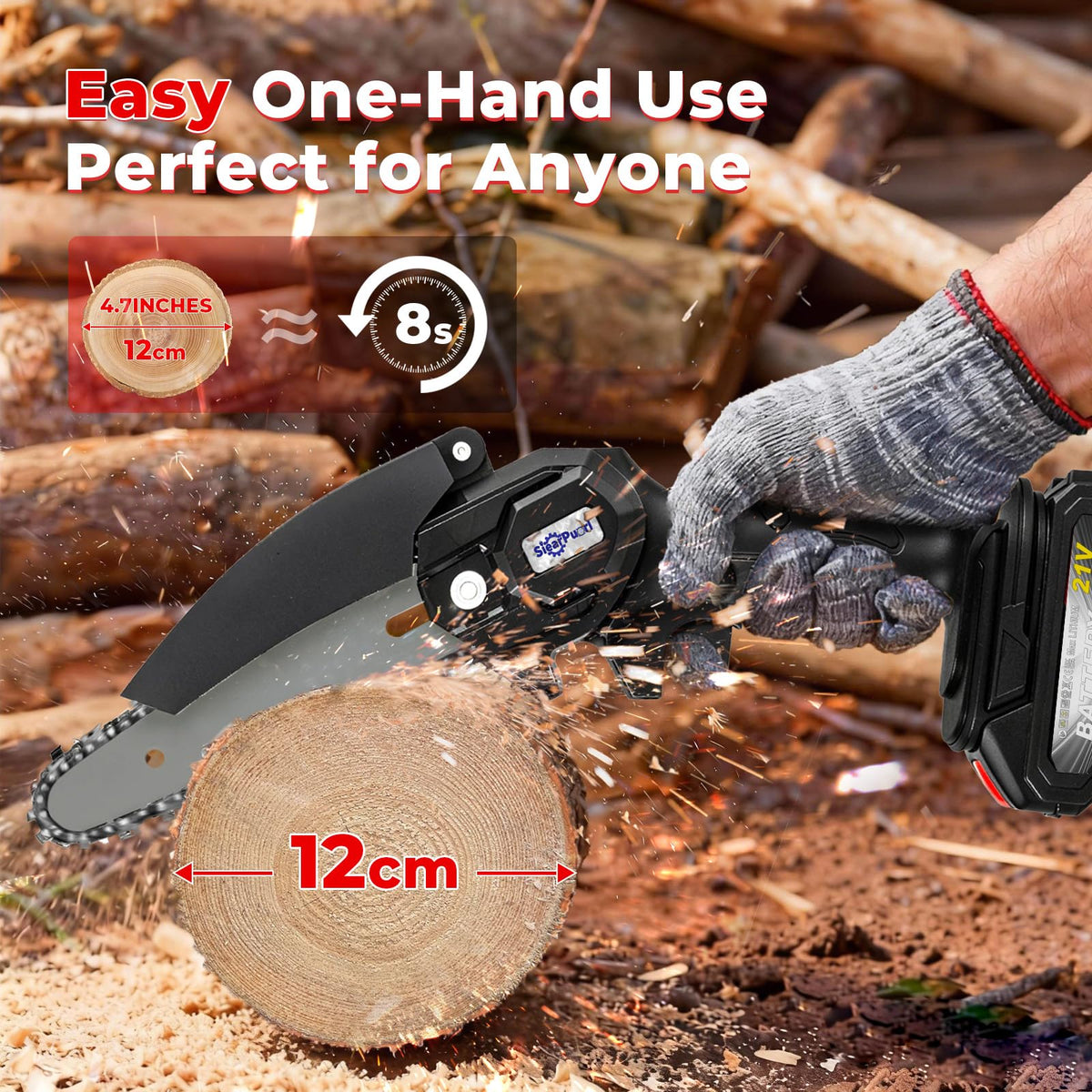SIEARPUORL mini chainsaw motor delivers smooth cuts through wood