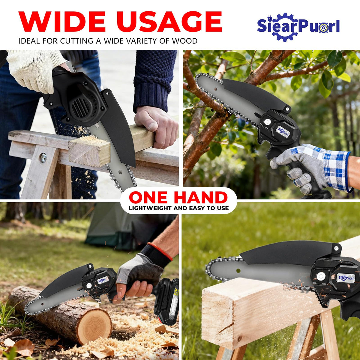 SIEARPUORL tool-free chain adjustment for quick setup and tensioning