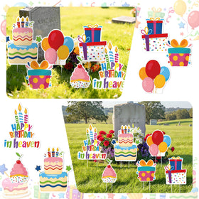 Sieral cupcakes-pattern sign adds warm, celebratory mood to remembrance.
