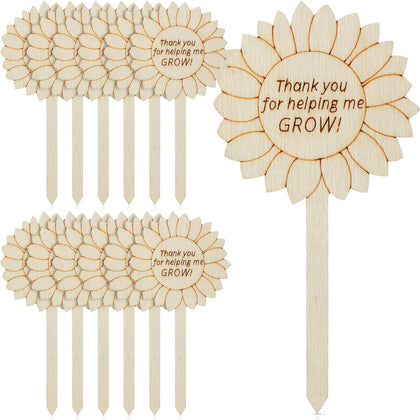 Sieral sunflower wooden plant tag labels succulents with natural charm
