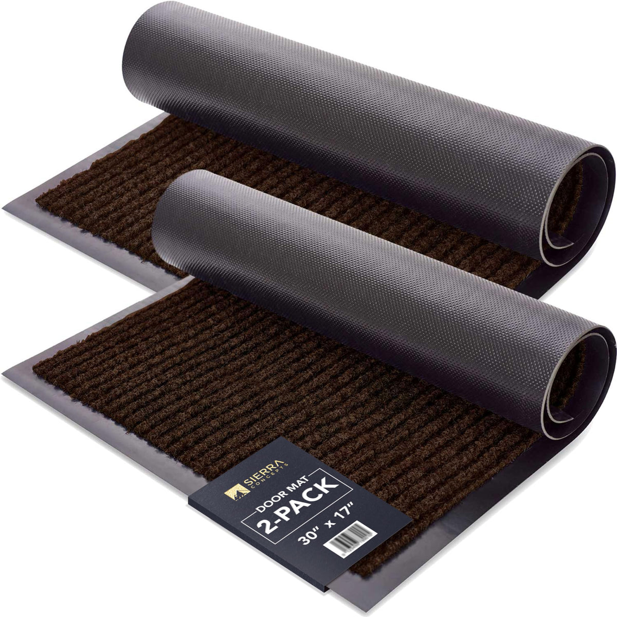 Sierra Concepts front door mat in dark brown welcomes guests and shields interiors from dirt.