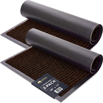 Sierra Concepts front door mat in dark brown welcomes guests and shields interiors from dirt.
