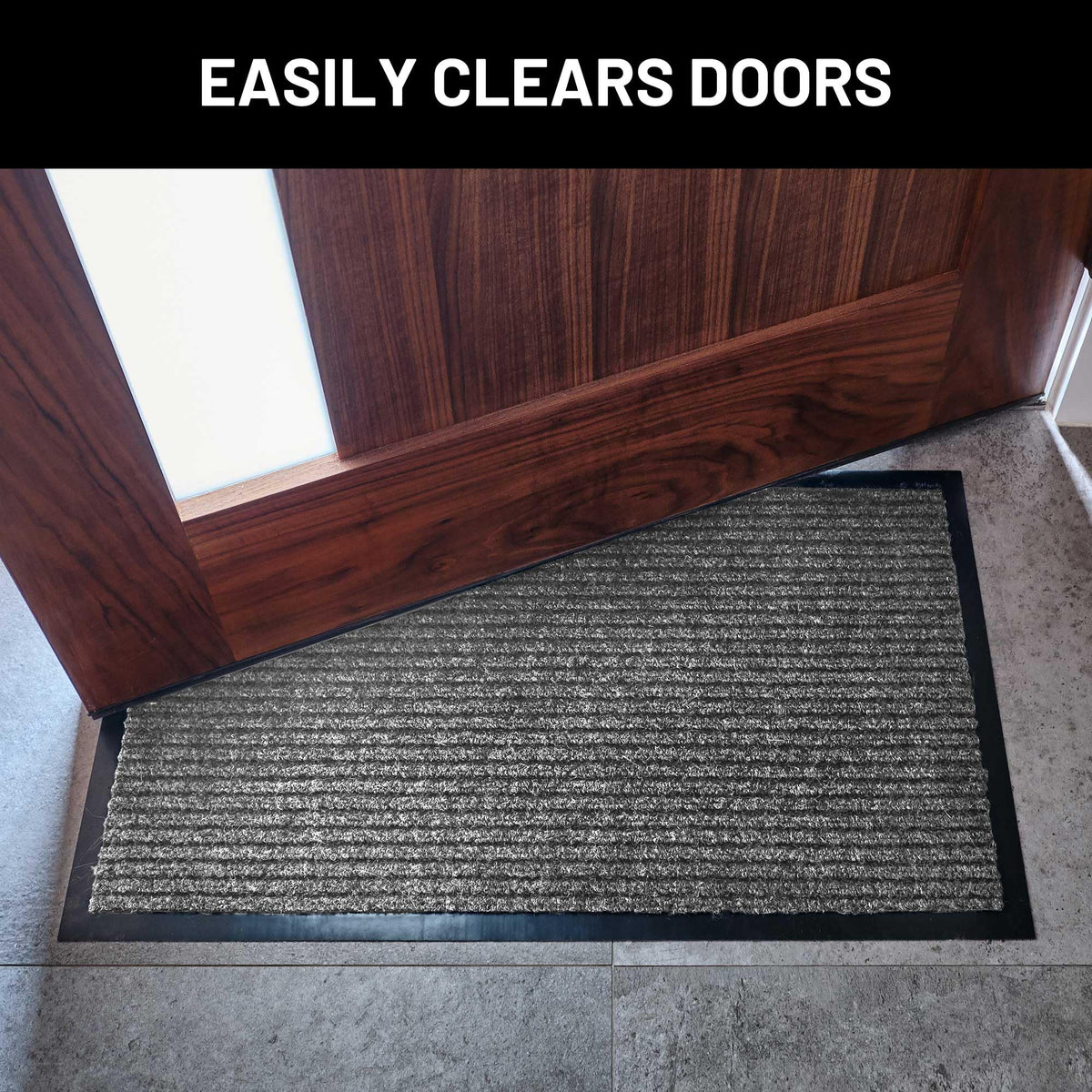 Sierra Concepts ribbed doormat scrapes dirt from shoes and dries quickly.