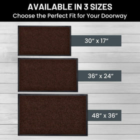 Recycled PVC backing keeps mat in place on wet surfaces near doors.