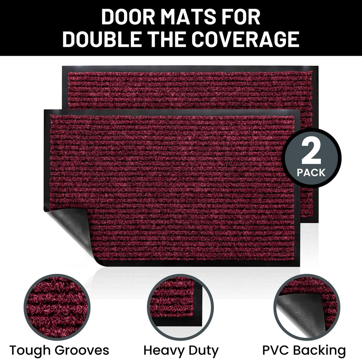 Sierra Concepts ribbed red doormat for durable indoor outdoor use and easy cleaning