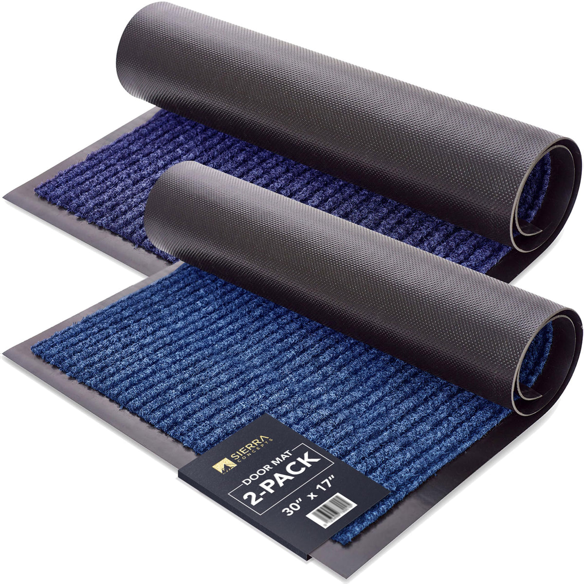 Sierra Concepts front door mat blue welcomes guests and protects floors.