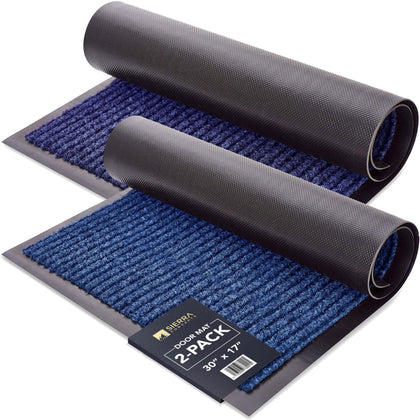Sierra Concepts front door mat blue welcomes guests and protects floors.
