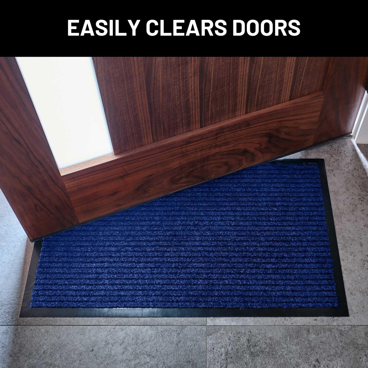 Sierra Concepts non-slip backing keeps blue mat in place.