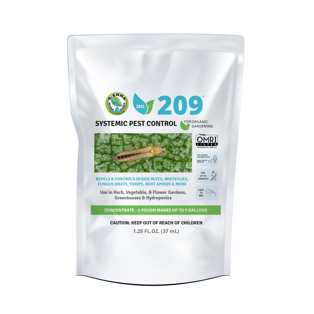 Sierra Natural Science 209 concentrate pouch bottle promotes organic pest control for plants and gardens