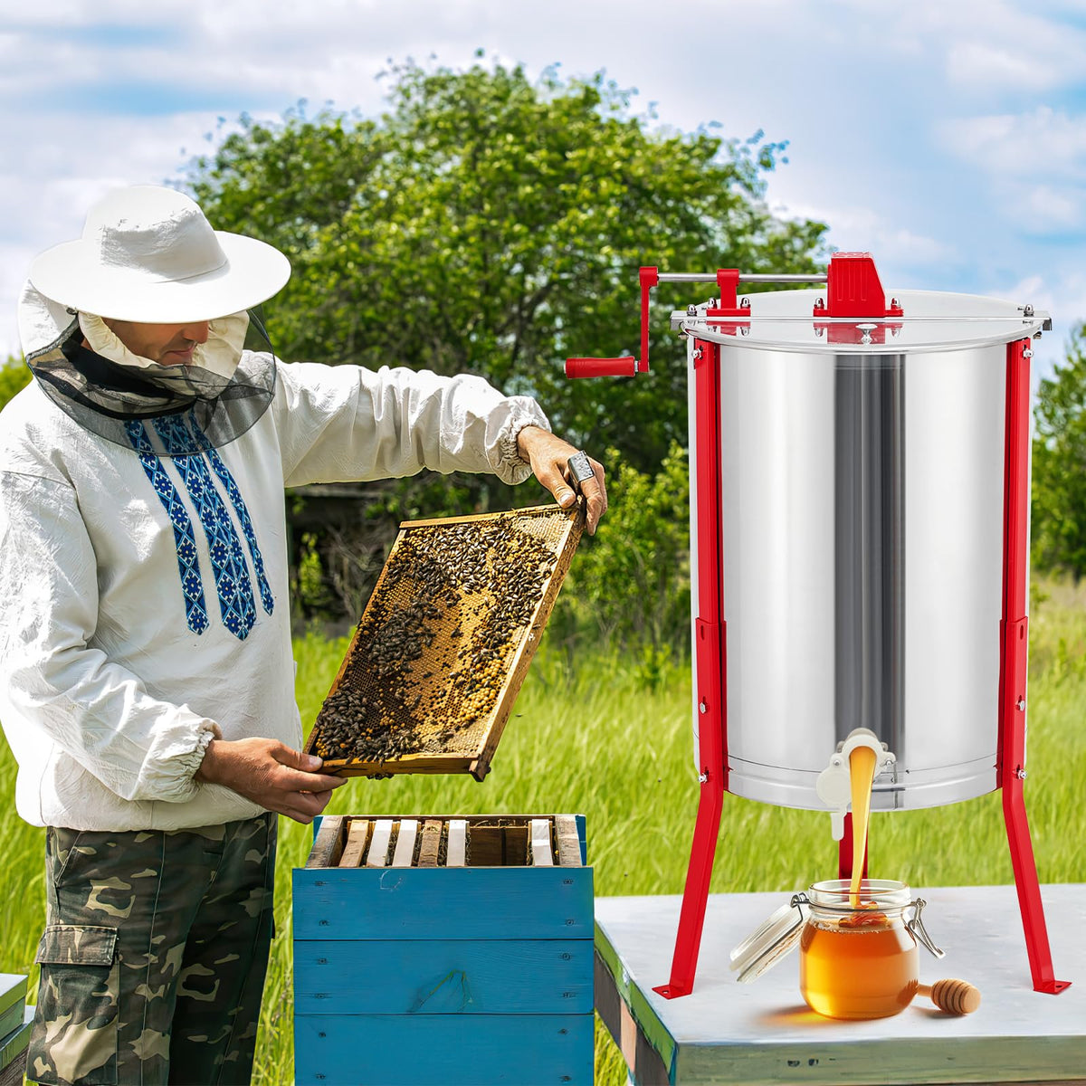 SierraSquad adjustable-height stand for stable operation during spins