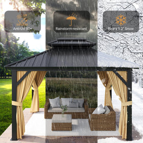 SierraSquad waterproof curtains provide privacy and weather protection.