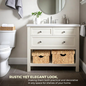 SIEUSALEVN hyacinth basket with built-in handles for easy moving.