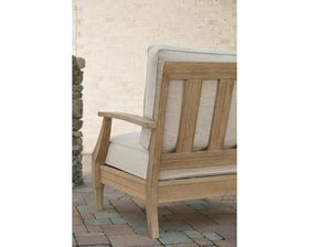 Outdoor chair displayed poolside in sun