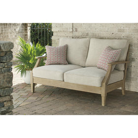 Clare View loveseat protective coating guards against the elements