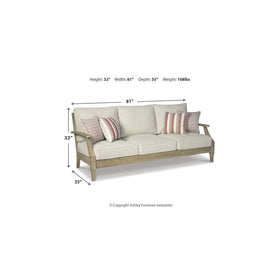 Signature Design by Ashley Clare View outdoor sofa uses Nuvella fabric to resist fading.