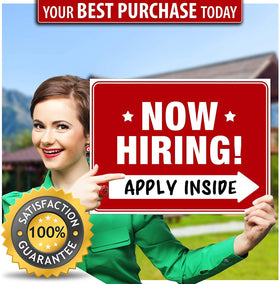 SignHero Now Hiring Signs with heavy-duty stakes for durable outdoor visibility.