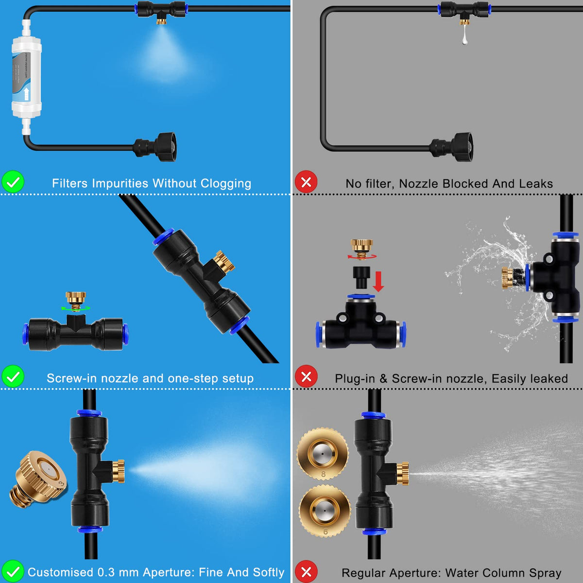 Signice 0.3 mm brass mist nozzle delivers ultra-fine mist