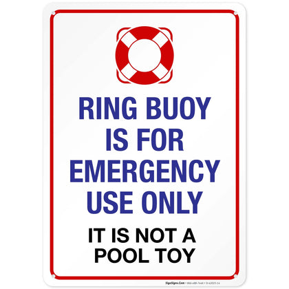 Sigo Signs Ring Buoy emergency sign clearly marks emergency-use areas for pool safety.
