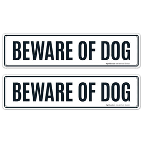 Sigo Signs beware of dog sign 2-pack on a rectangle aluminum plaque for outdoor use.