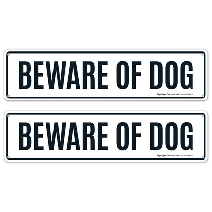 Sigo Signs beware of dog sign 2-pack on a rectangle aluminum plaque for outdoor use.
