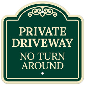 Sigo Signs private driveway sign in green dark, front view for clear visibility