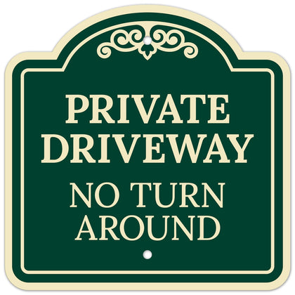 Sigo Signs private driveway sign in green dark, front view for clear visibility