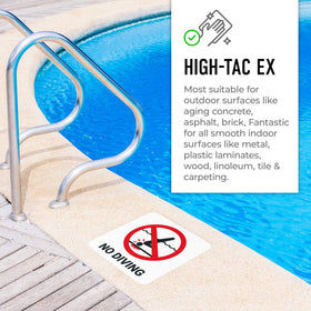 Sigo Signs pool depth marker reveals anti-slip texture for wet and dry conditions.