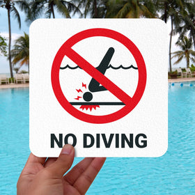 Sigo Signs No-Diving marker removes cleanly with no residue.