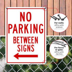 Sigo Signs No Parking Between Signs front view shows clear graphics.