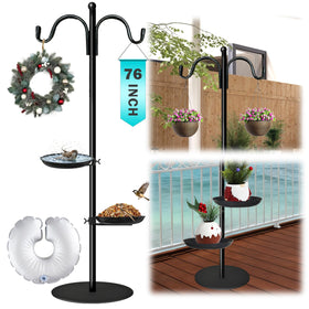 SIGOWING 76-inch outdoor shepherd hooks, easy assembly for stable bird feeder display.