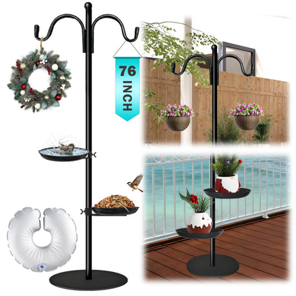 SIGOWING 76-inch outdoor shepherd hooks, easy assembly for stable bird feeder display.