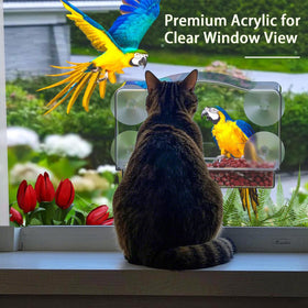 SIGOWING birdwatching setup showing birds visiting the feeder from a window