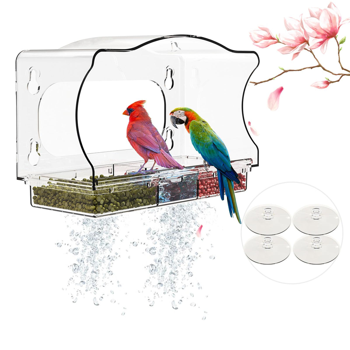 SIGOWING window bird feeder with suction cups for secure inside-window viewing of birds
