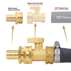 Siguranta 5/8 inch barb brass fittings compatible with standard hoses.