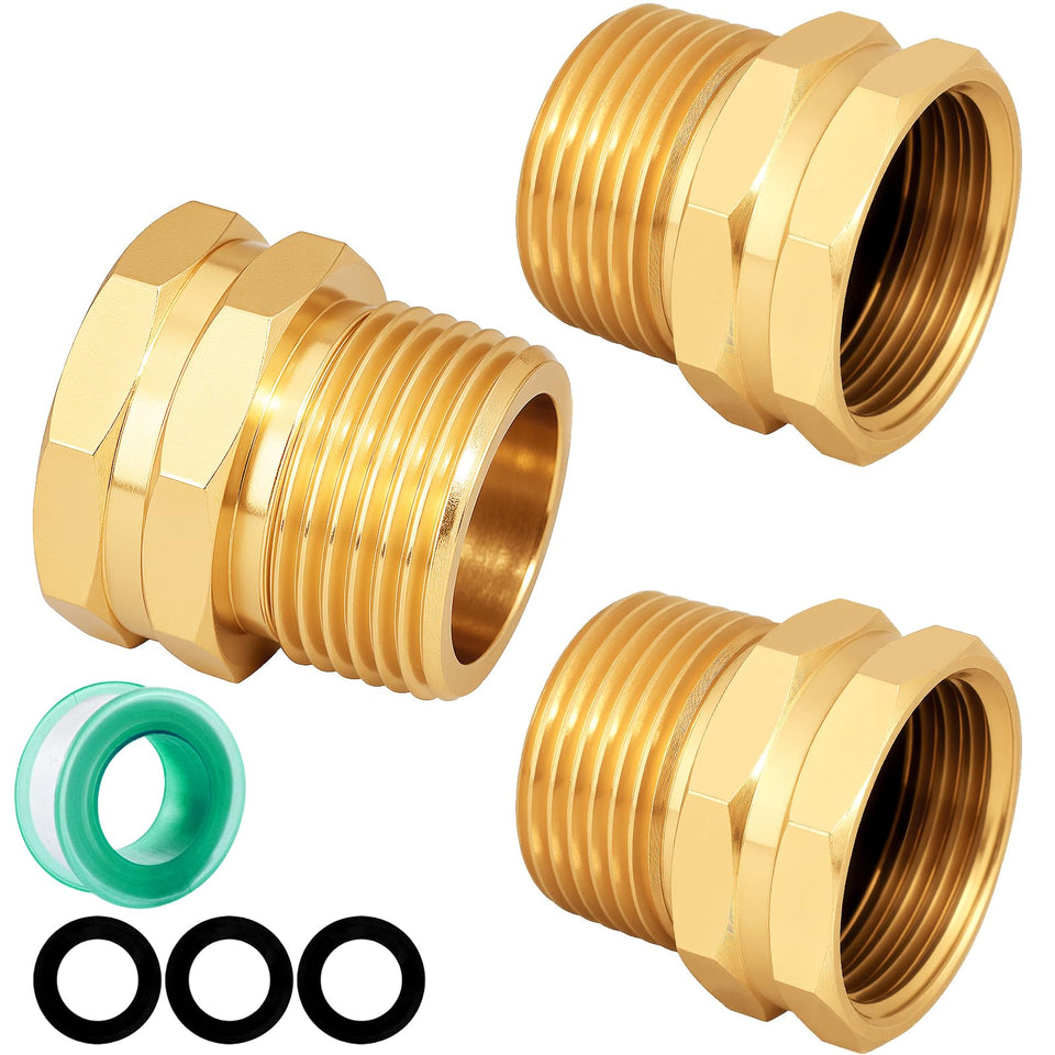 SIGURANTA brass garden hose adapter 3/4 GHT female for leak-free connection.