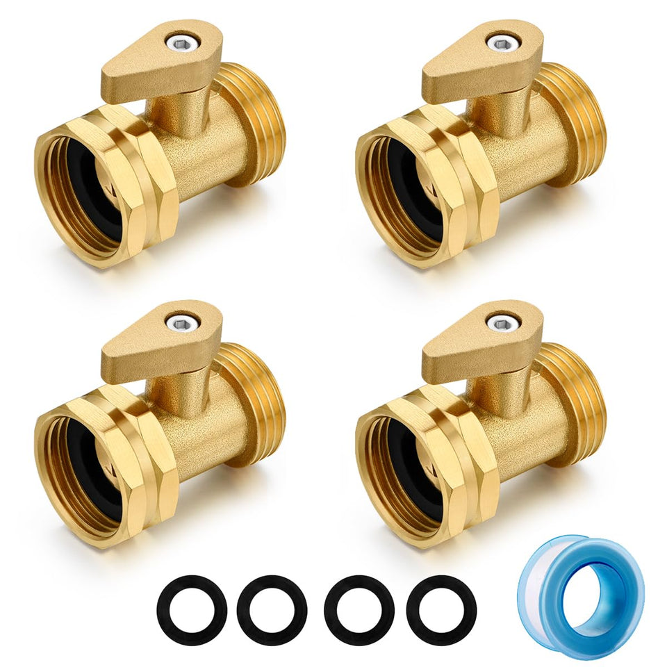 SIGURANTA brass garden hose shut off valve four-pack for durable outdoor watering control.