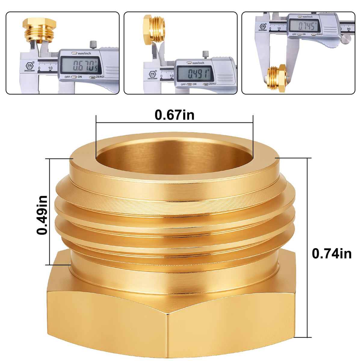 SIGURANTA 3-pack reducer adapter demonstrates secure 3/4 GHT to 1/2 NPT connections