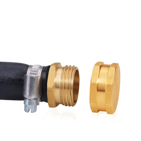 SIGURANTA brass cap shown in-use image, protects fittings and prevents leaks.