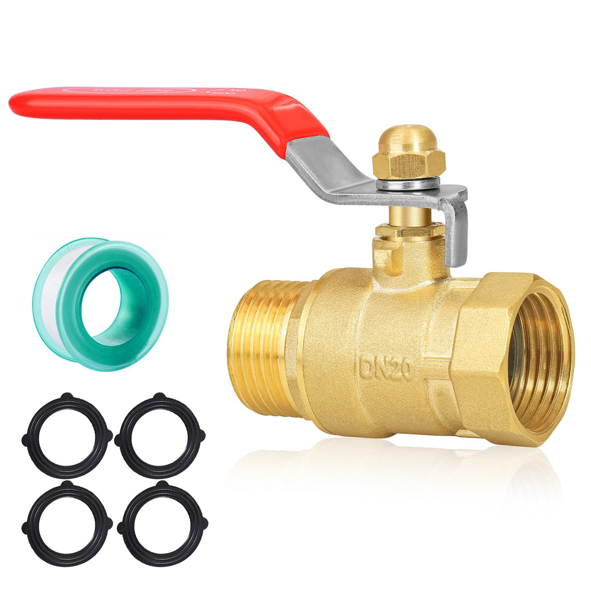 SIGURANTA full-flow brass valve close-up showing robust construction and smooth operation.