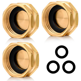 SIGURANTA brass garden hose end cap, front view, corrosion-resistant and easy to install.