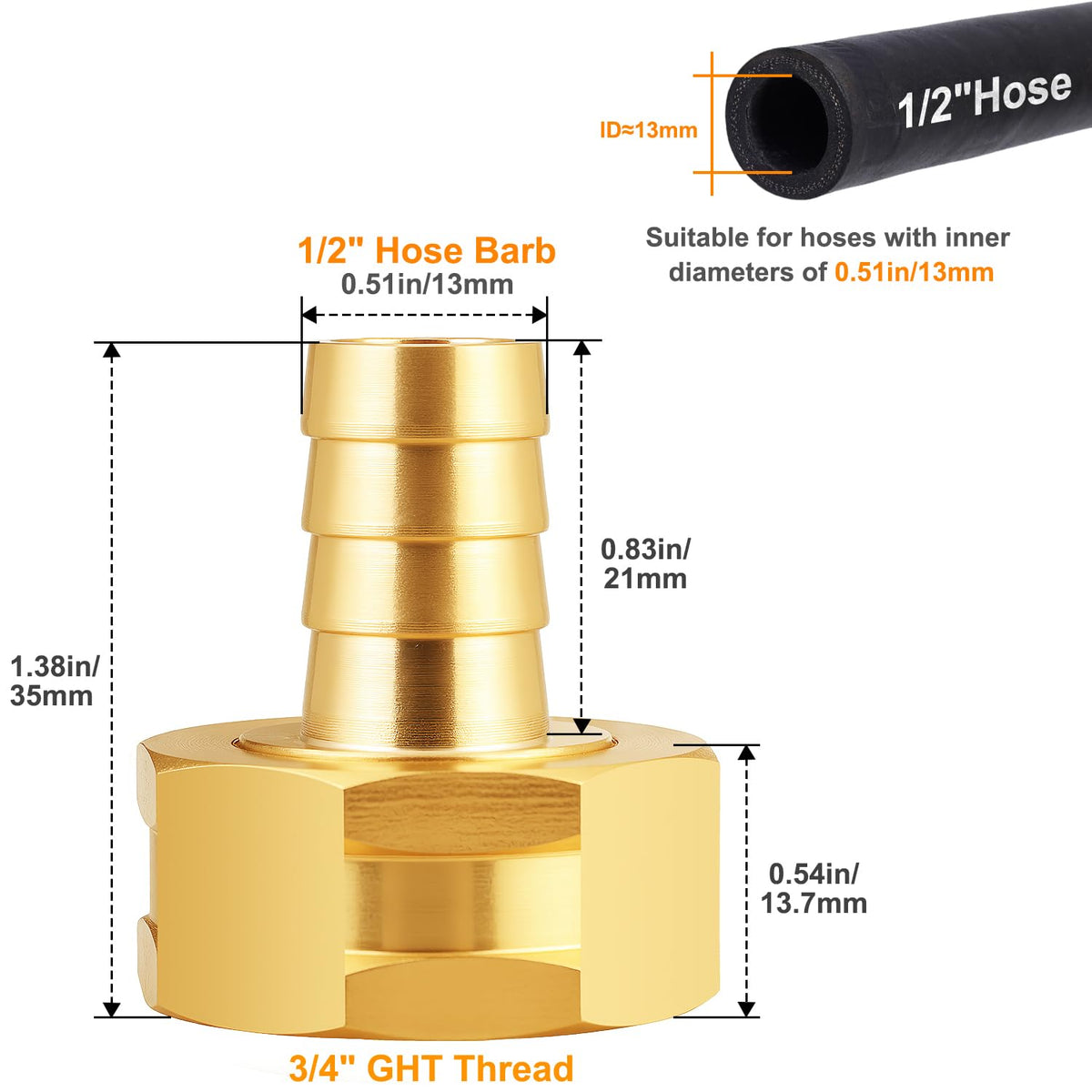 SIGURANTA GHT threaded spigot fitting for garden irrigation connections
