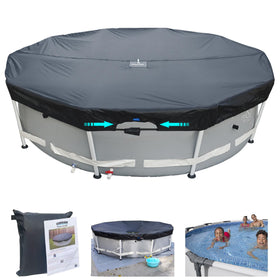 SIHAIAN 16ft round pool cover installed protecting water from debris and sunlight