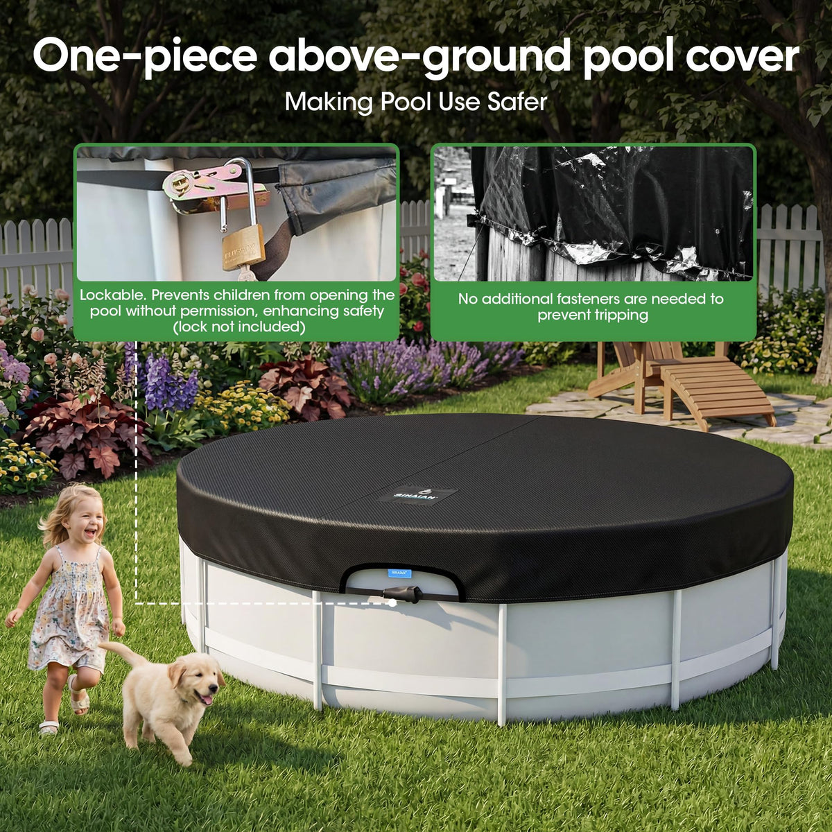 SIHAIAN above-ground cover fits round pools and stock tanks