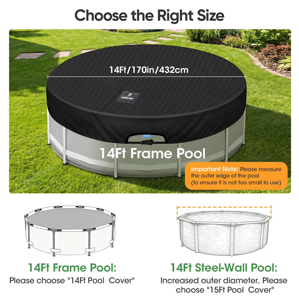 SIHAIAN pool cover with automatic drain reducing standing water during rain