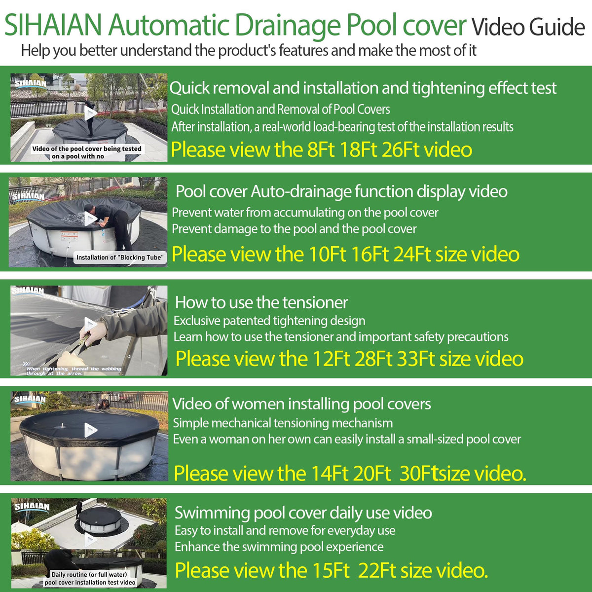 SIHAIAN tensioner design allows quick installation and helps deter access