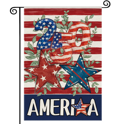 Siilues 4th of July garden flag featuring USA design, ideal for outdoor patriotic displays.
